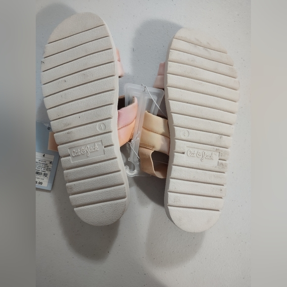 NWT Cat & Jack Girls Orange Pink Soft Strap Sandals Size 4 - Picture 3 of 3